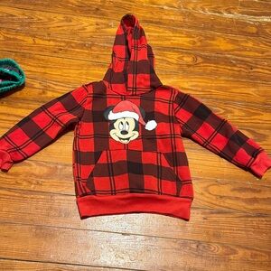 Disney Kids Red and Black Plaid Hoodie